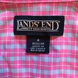 Lands End Pink Plaid Shirt